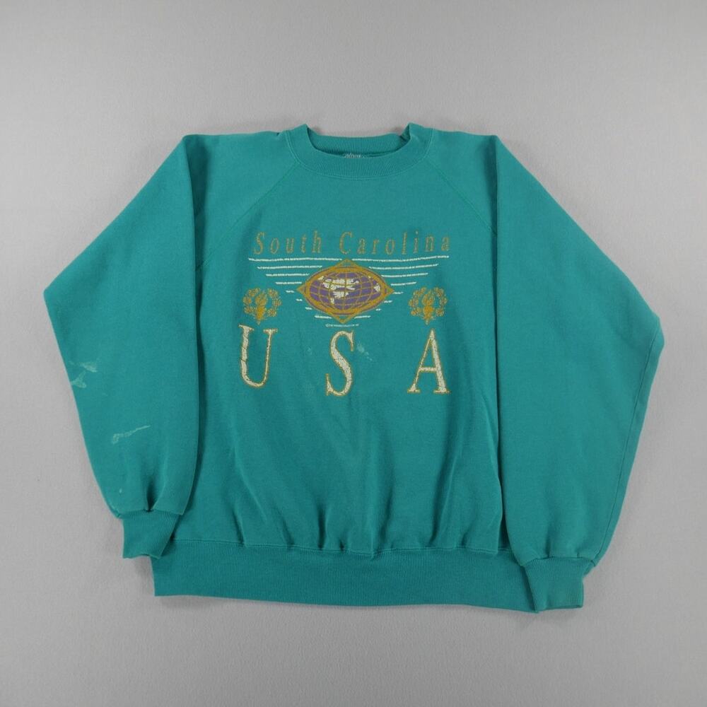Vintage 90s Hanes Activewar South Carolina USA Teal Crewneck Womens Size XL